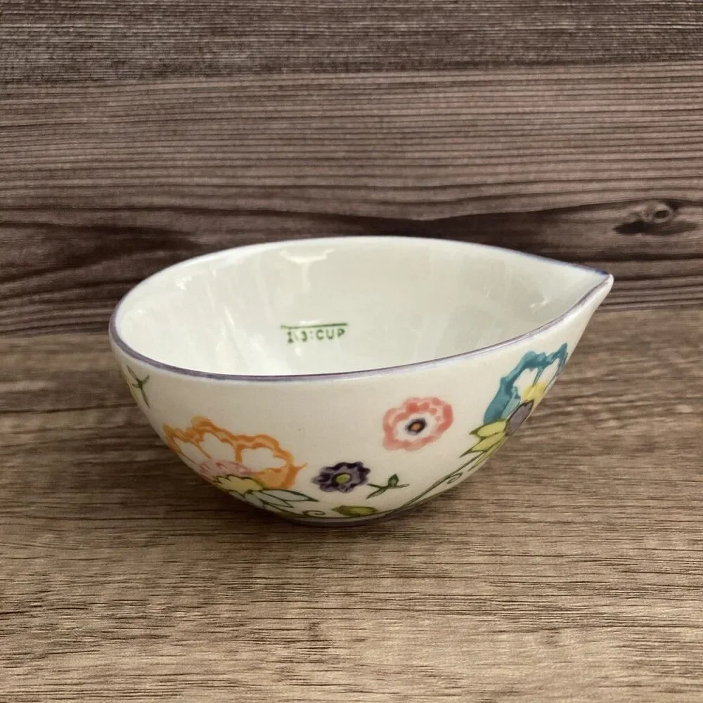 Pier 1 Floral Measuring Cups Hand Painted Cottagecore Boho Nesting